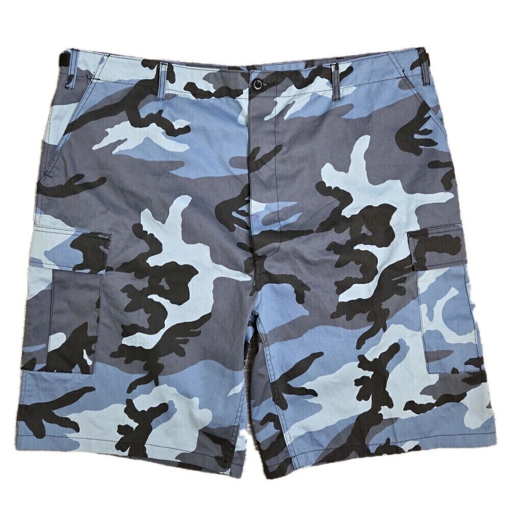 NWOT ROTHCO Military BDU Cargo Shorts Camo Blue 10.5 inseam Men's XXL Reg 43-47"